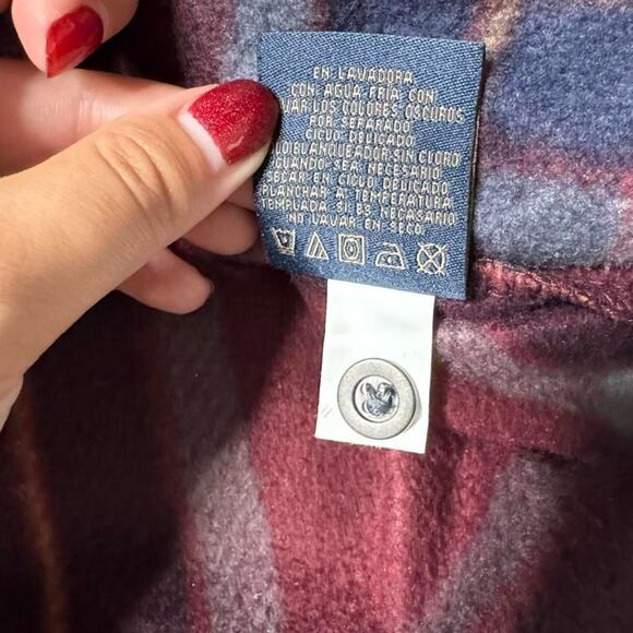 Freedom Foundry Men's Plaid Fleece Button Down Shirt Large Burgundy - Picture 8 of 9